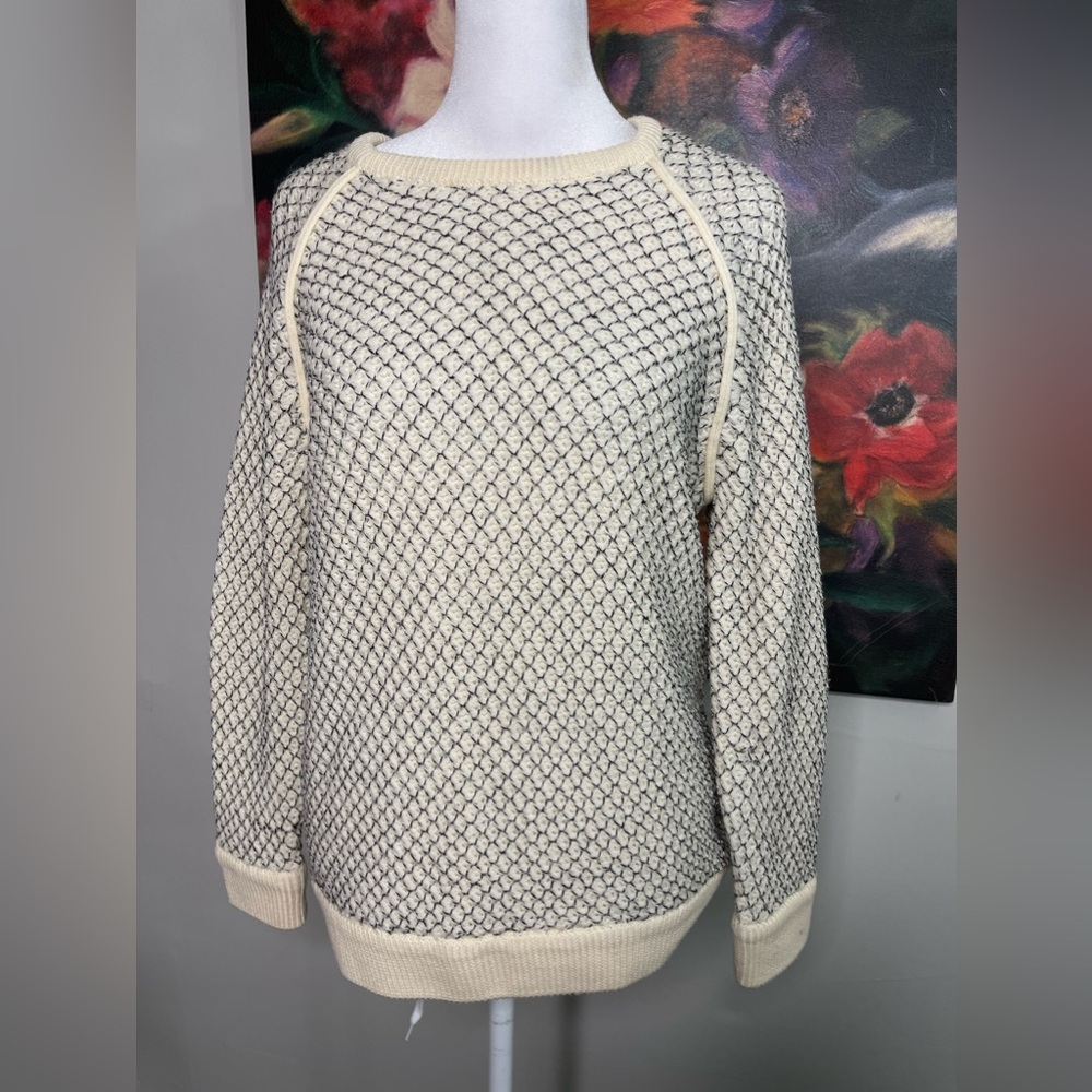 Marc By Marc Jacob’s Ivory Wool Pullover Crewneck Boyfriend Sweater M Metallic